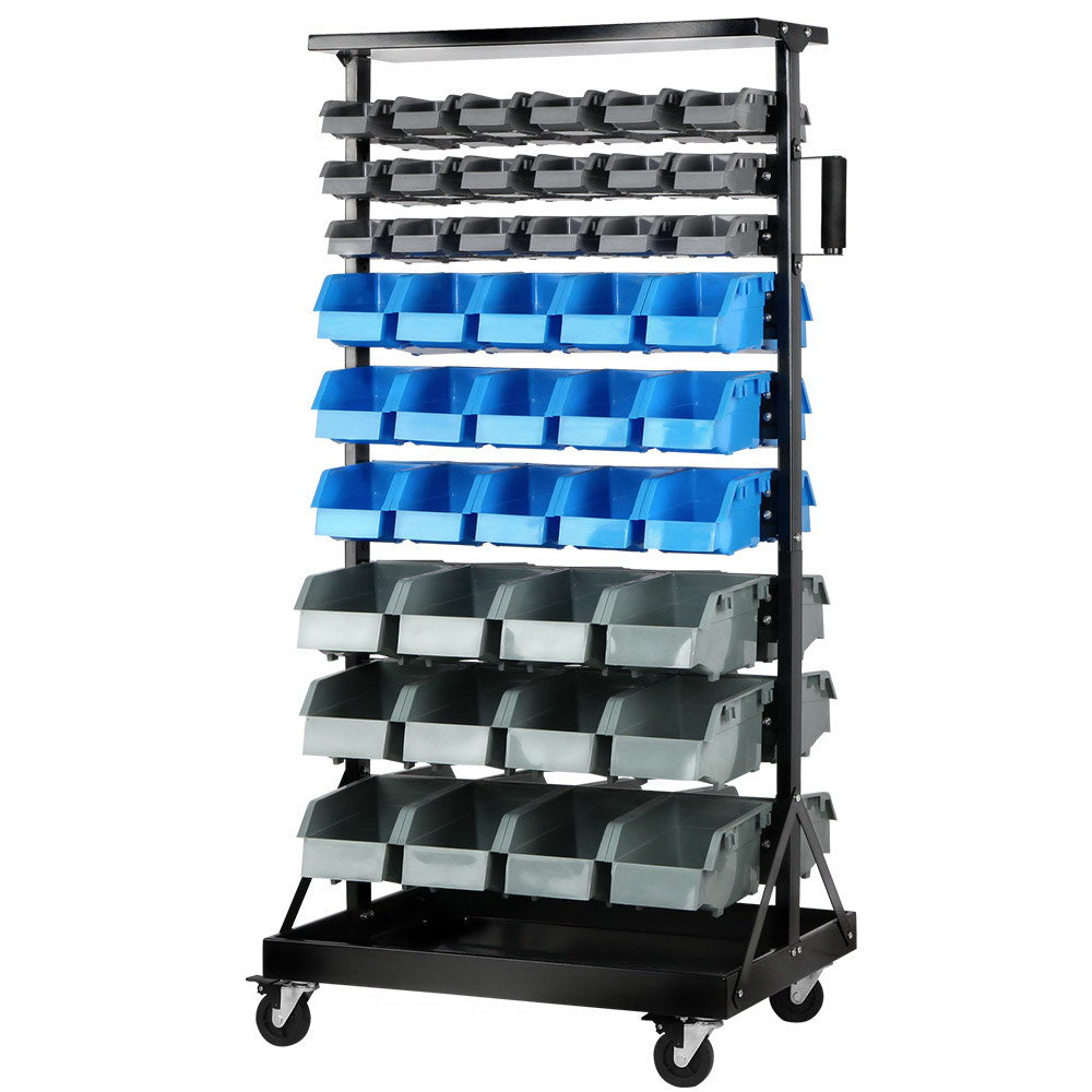 Giantz 90-Bin Double-Sided Storage Rack with Wheels