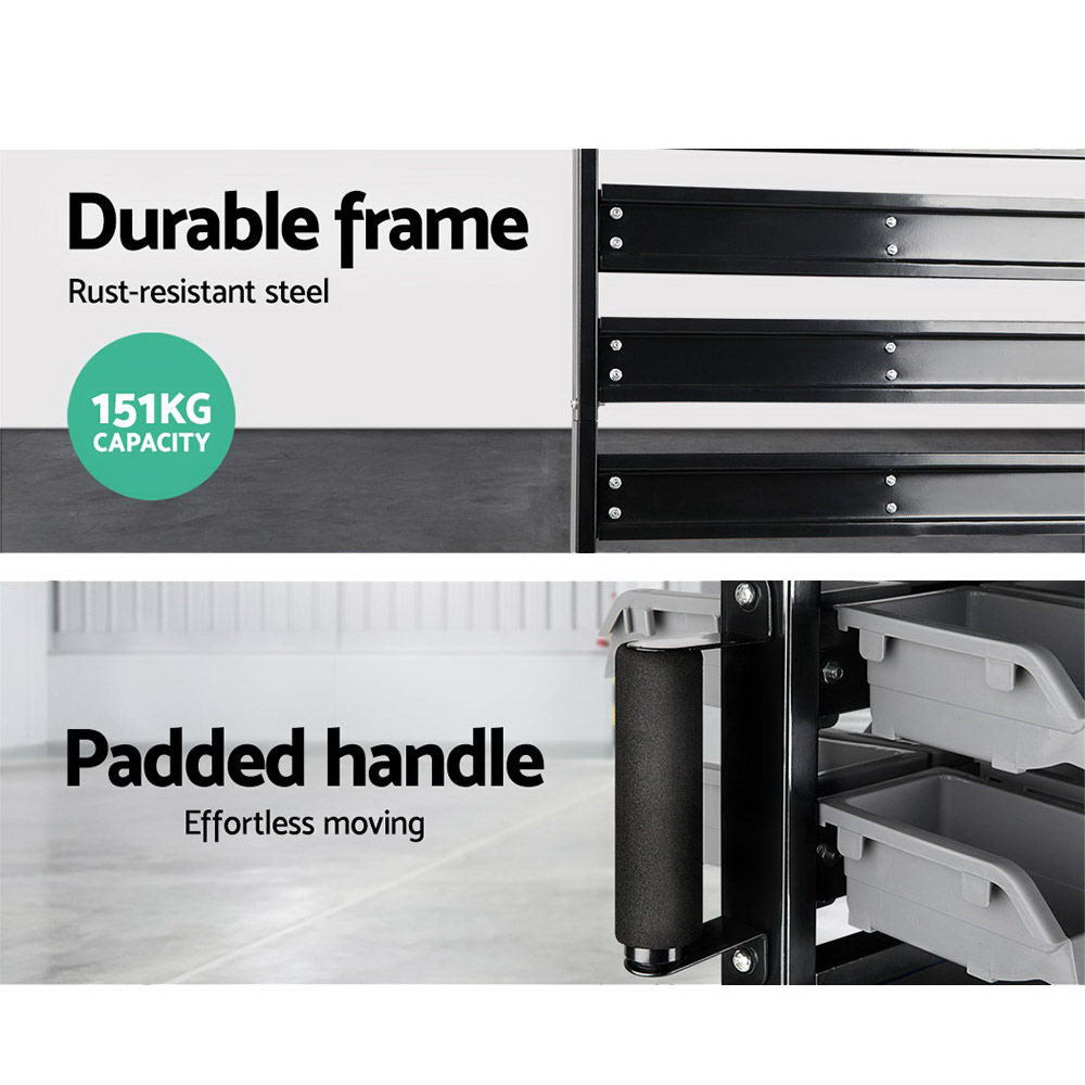 Giantz 90-Bin Double-Sided Storage Rack with Wheels