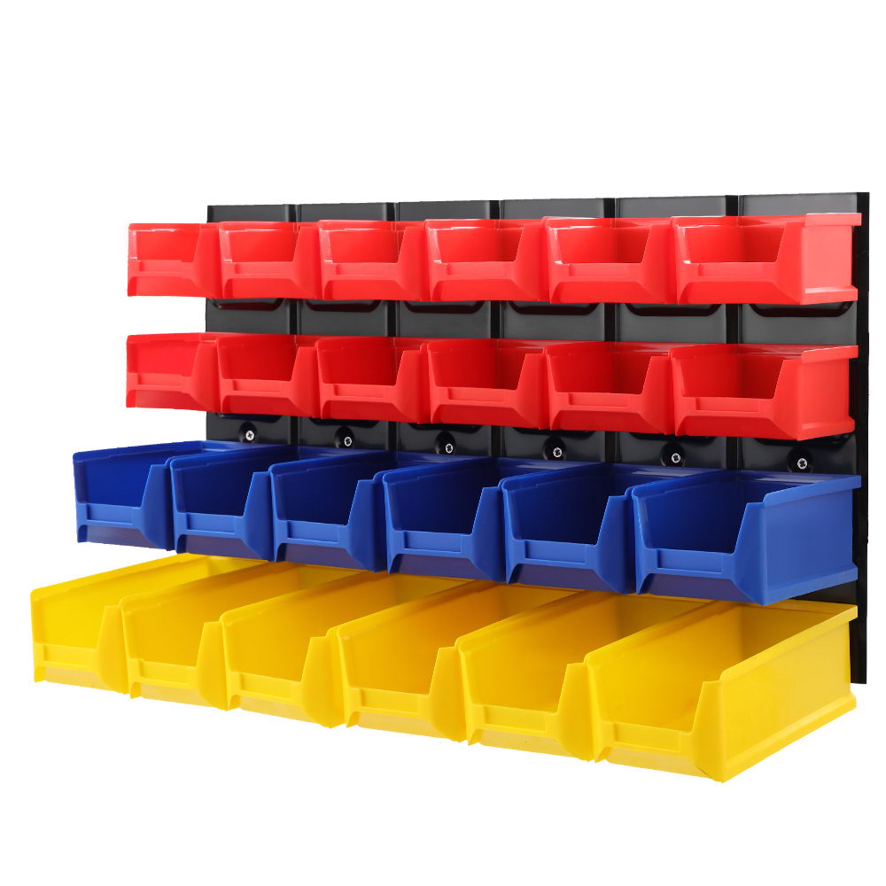 Giantz Wall-Mounted Storage Bin Rack 24 Bins Industrial Shelving