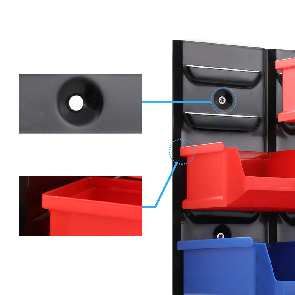 Giantz Wall-Mounted Storage Bin Rack 24 Bins Industrial Shelving