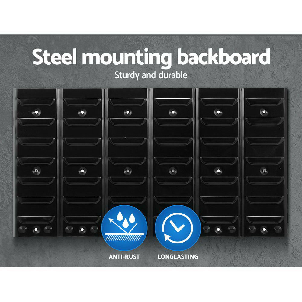 Giantz Wall-Mounted Storage Bin Rack 24 Bins Industrial Shelving