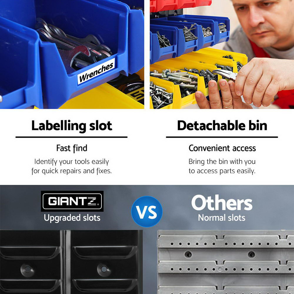 Giantz Wall-Mounted Storage Bin Rack 24 Bins Industrial Shelving