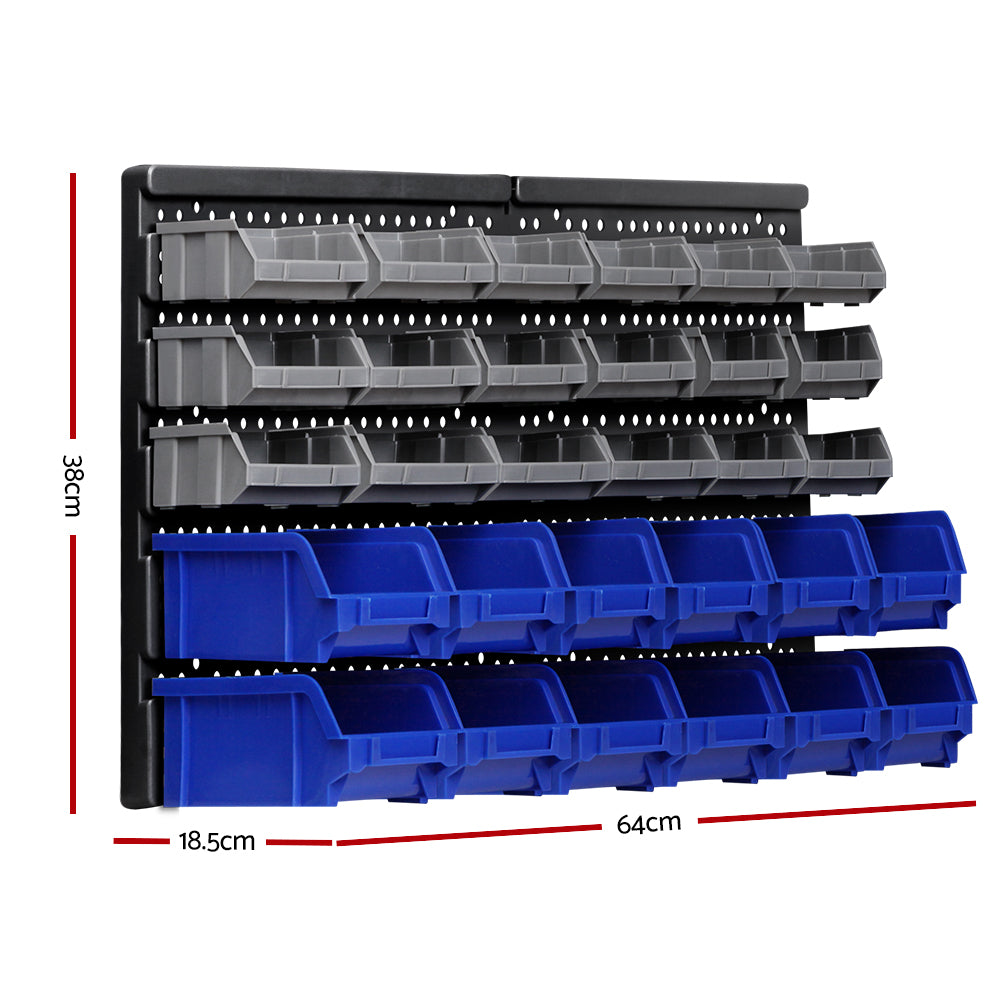 Giantz 30-Bin Wall Mounted Storage Rack Industrial Shelving