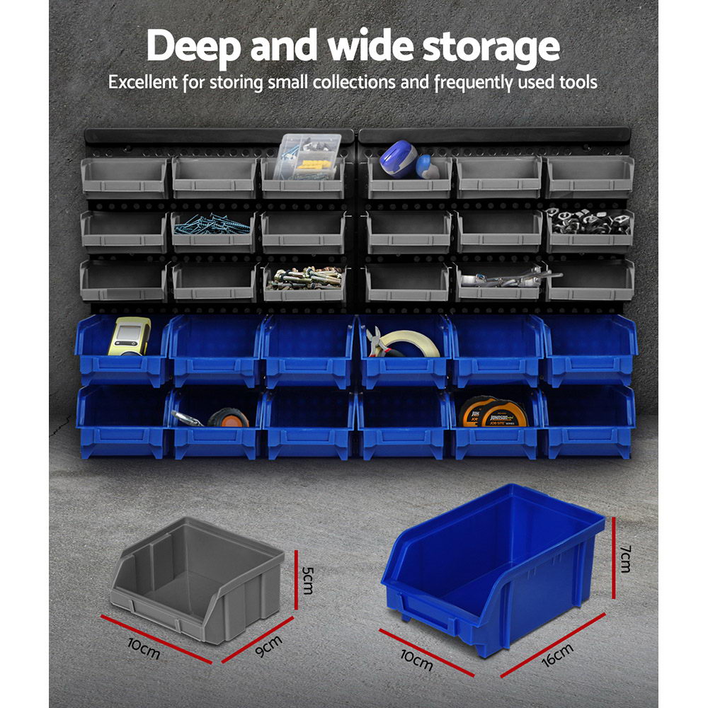 Giantz 30-Bin Wall Mounted Storage Rack Industrial Shelving