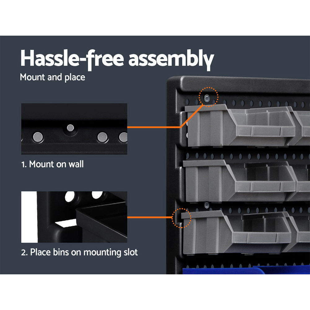 Giantz 30-Bin Wall Mounted Storage Rack Industrial Shelving