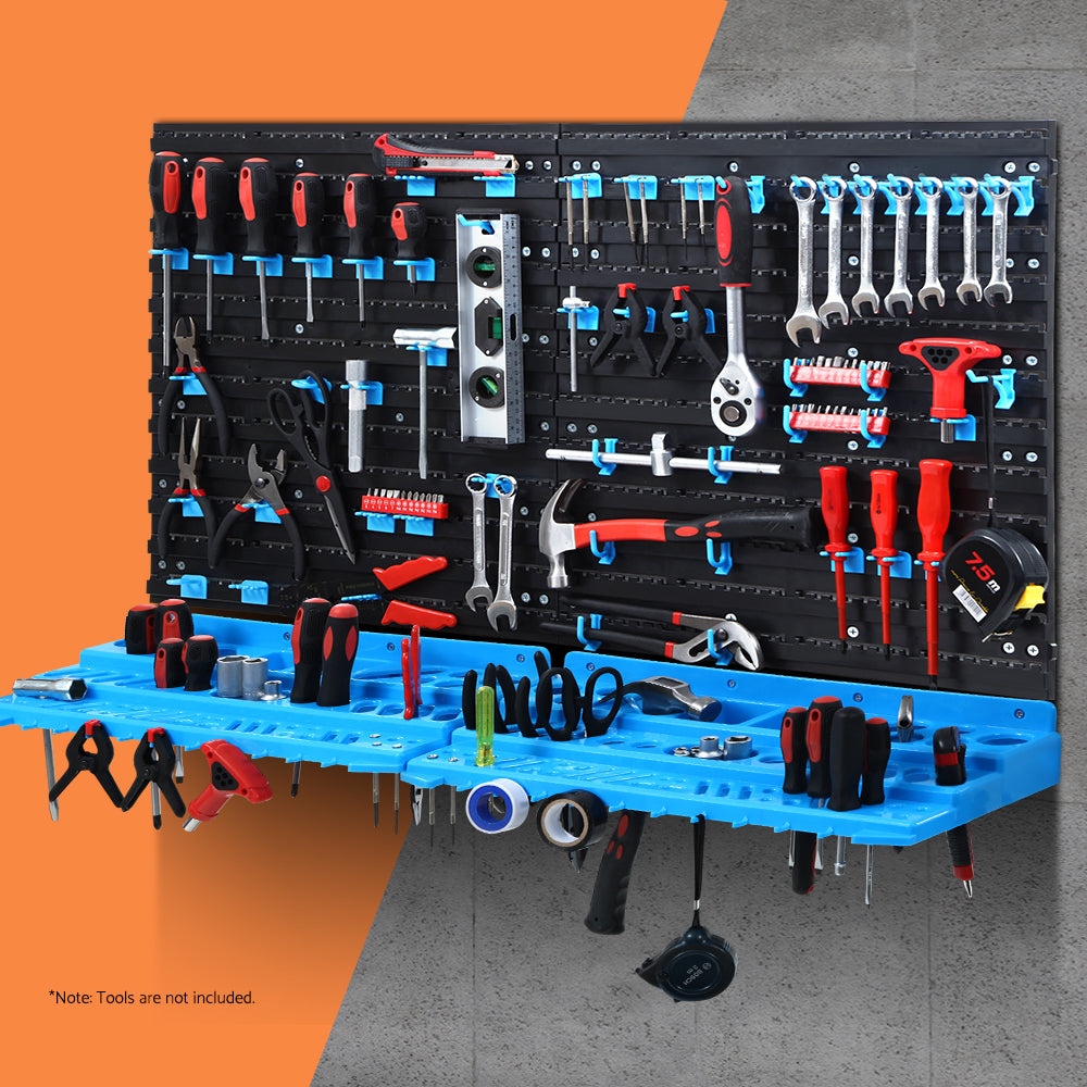 Giantz 108-Bin Wall-Mounted Storage Rack Blue/Black