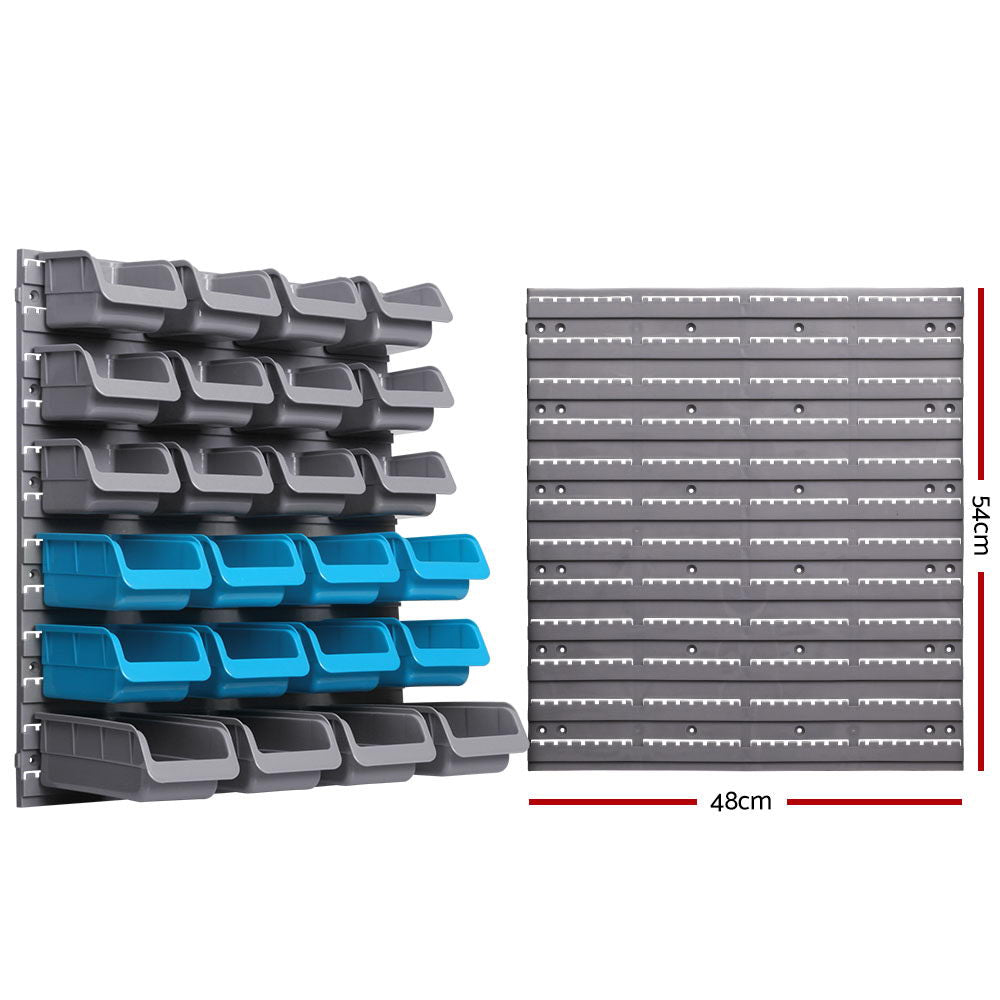 Giantz 88-Piece Wall Mounted Storage Bin Rack Industrial Shelving