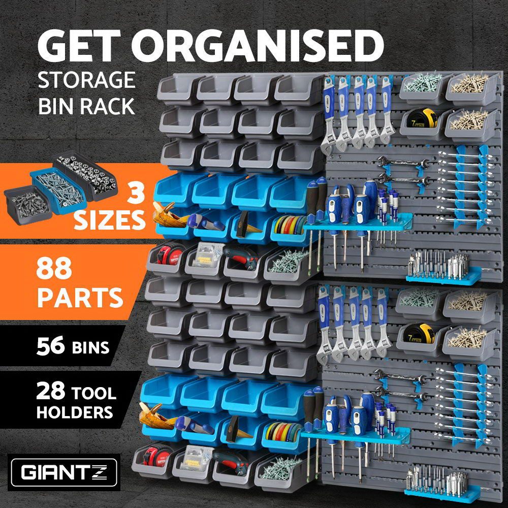 Giantz 88-Piece Wall Mounted Storage Bin Rack Industrial Shelving
