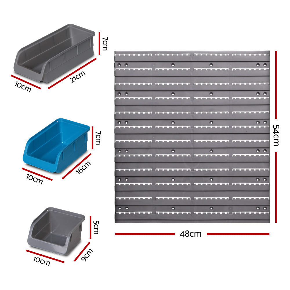 Giantz 96-Bin Wall-Mounted Storage Rack Industrial Shelving