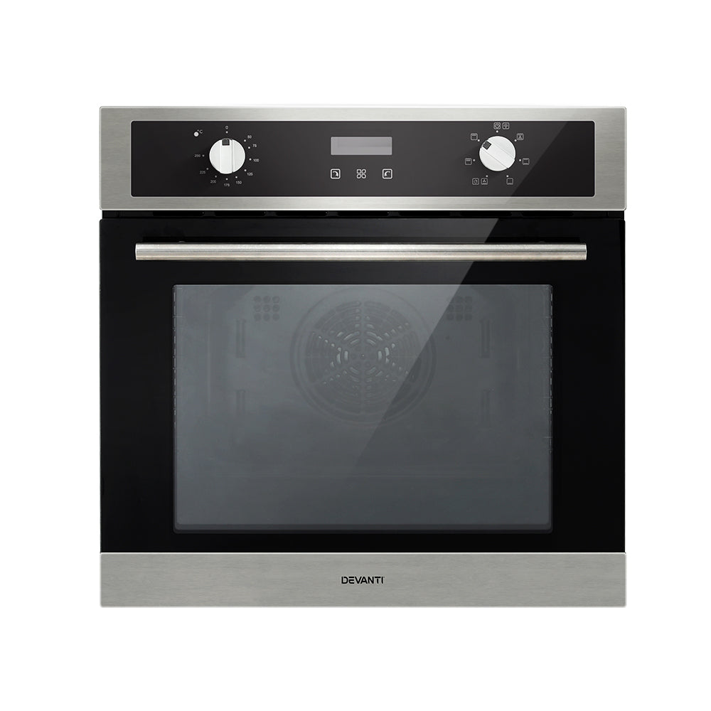 Devanti 80L Built-In Electric Wall Oven Convection Grill Stainless Steel
