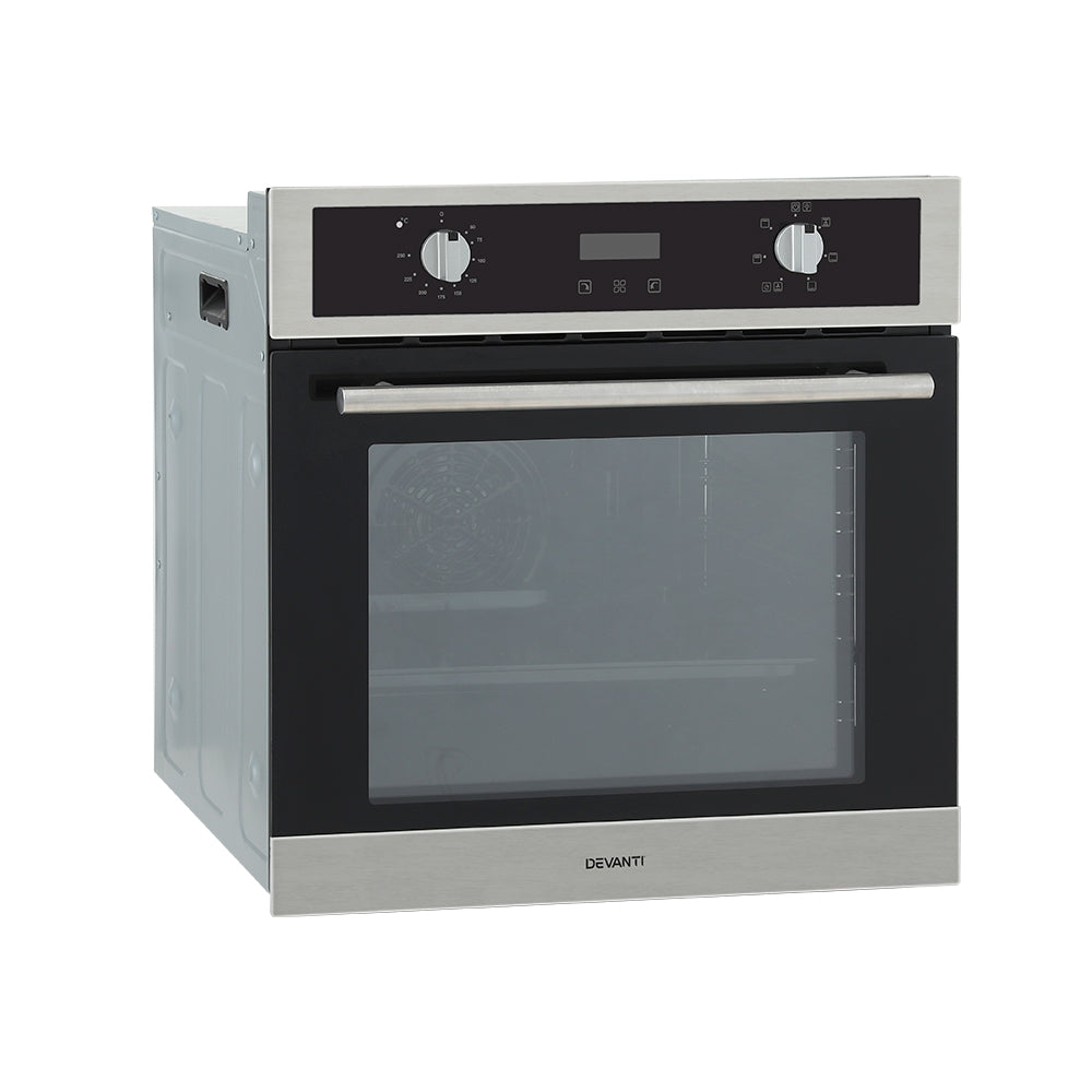 Devanti 80L Built-In Electric Wall Oven Convection Grill Stainless Steel