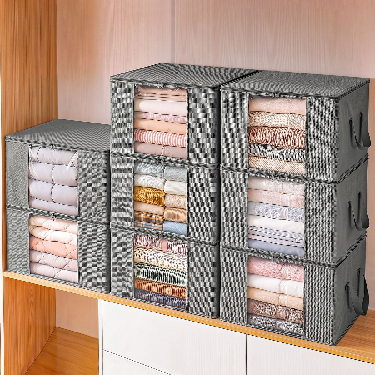 Artiss Blanket Storage Bags Box X8 Clothes Quilt Container 84L Organiser Grey