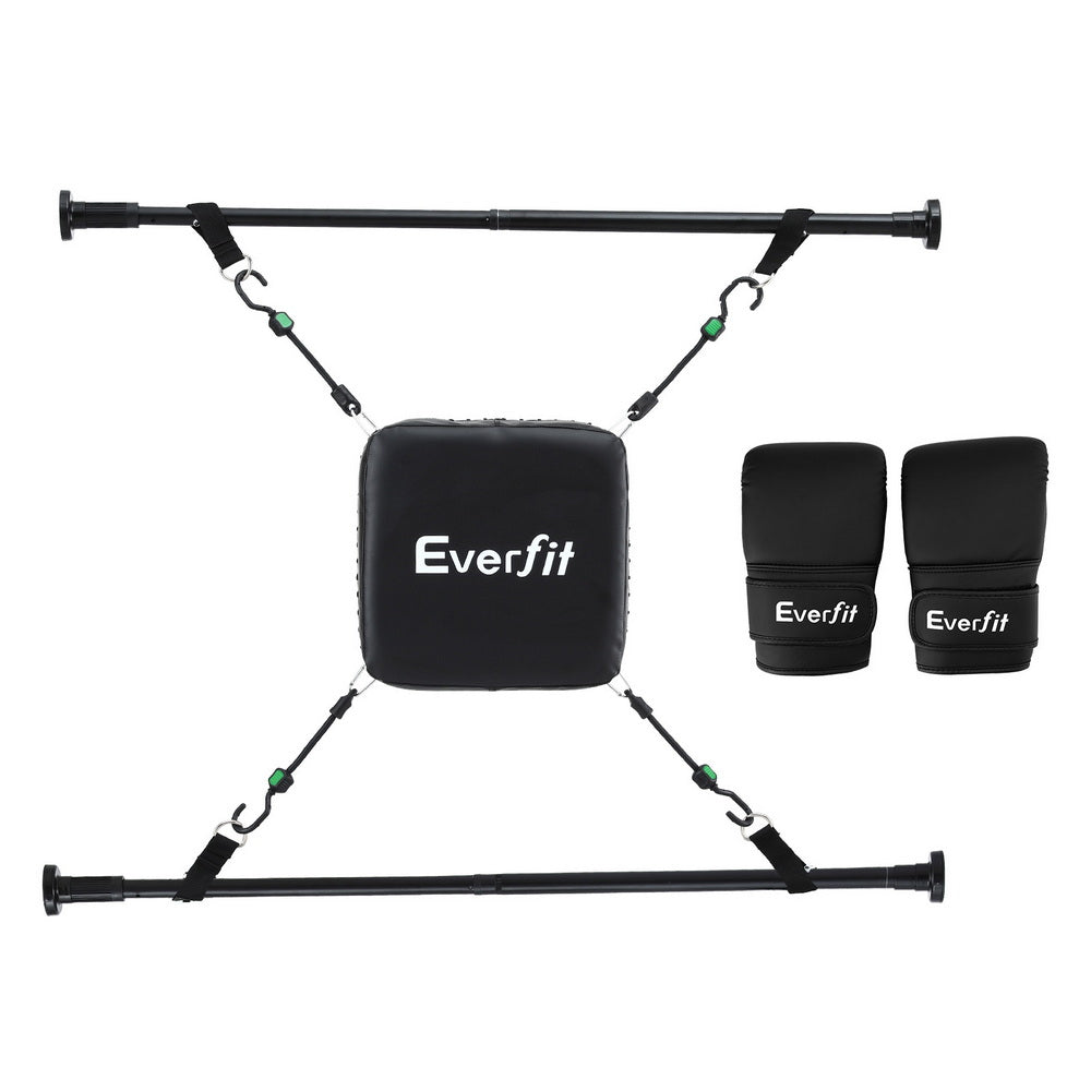 Everfit Adjustable Doorway Punching Bag with Boxing Gloves Black