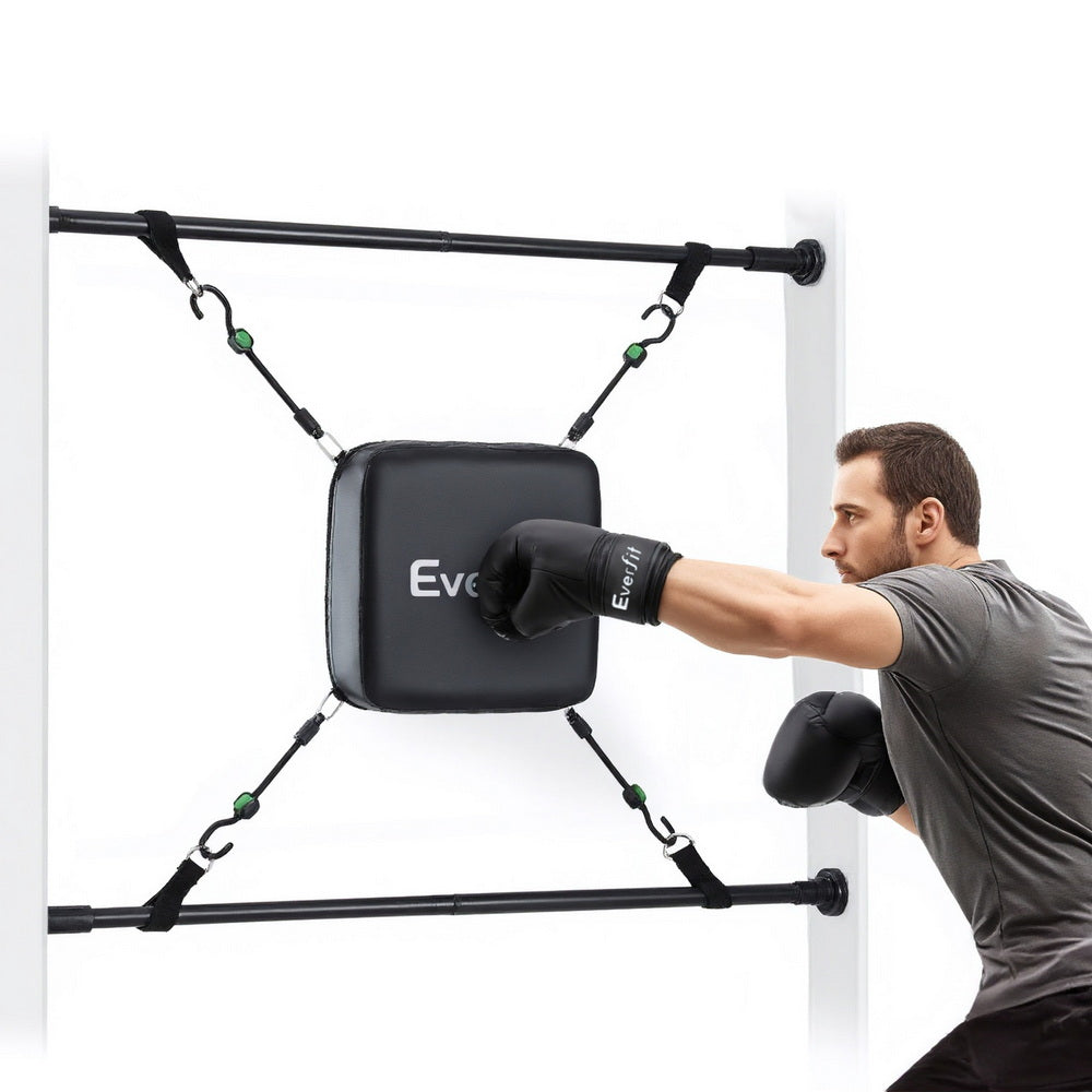 Everfit Adjustable Doorway Punching Bag with Boxing Gloves Black