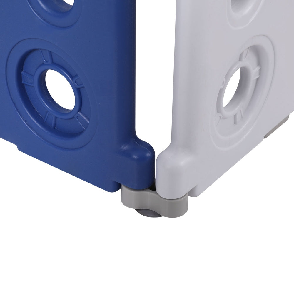 Keezi Baby Playpen 24-Panel Safety Gate Blue/White