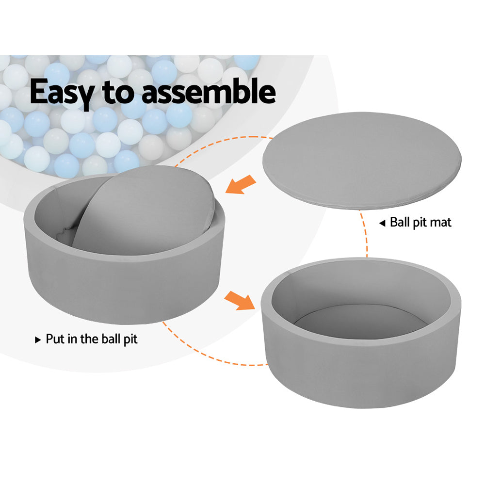 Keezi 90cm Kids Ball Pit Ocean Foam Play Pool Grey