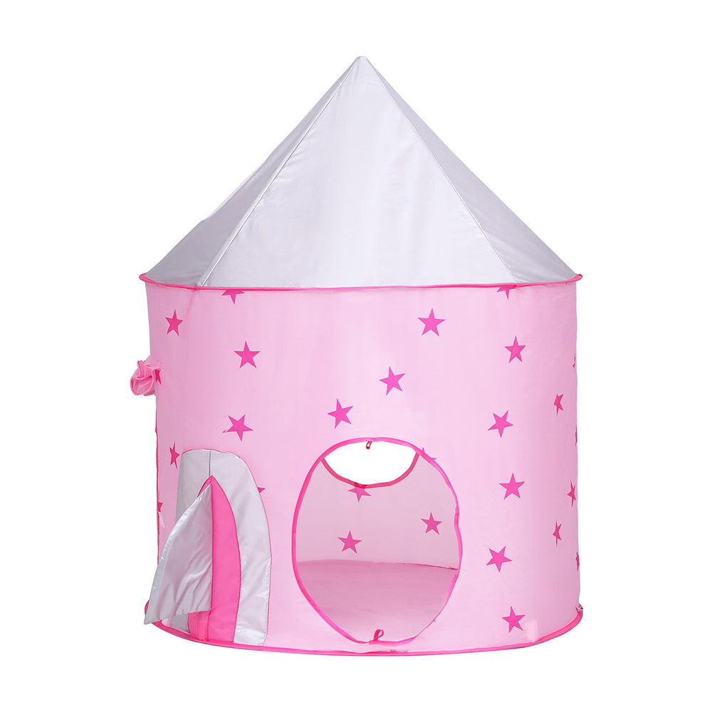 Keezi 3-in-1 Kids Play Tent Castle with Tunnel and Basketball Hoop Pink