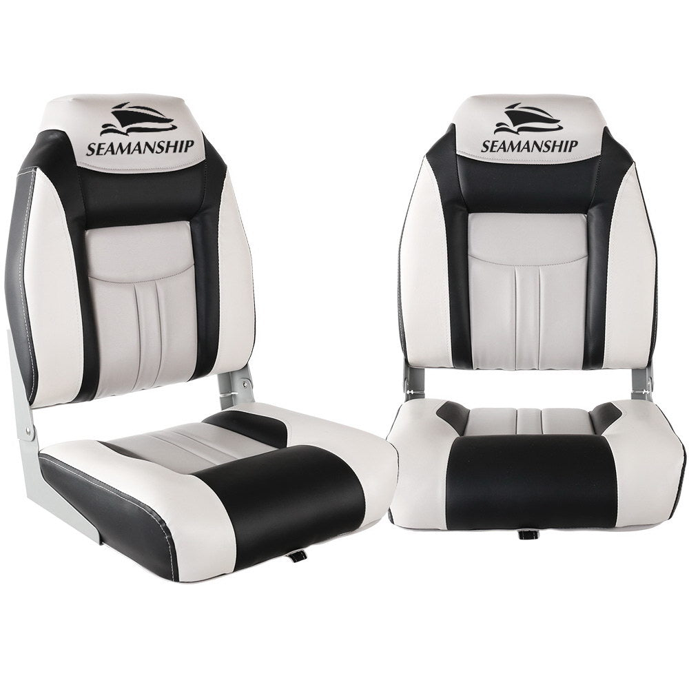 Seamanship Folding Boat Seats Set of 2 Swivel High Back Grey