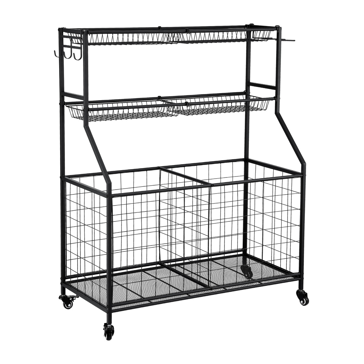 Everfit Multi-Sport Equipment Organizer with Wheels Black
