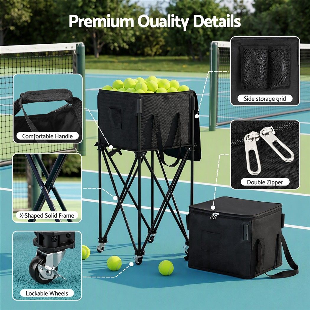 Everfit Foldable Tennis Hopper Stand with Wheels Holds Up to 150 Balls