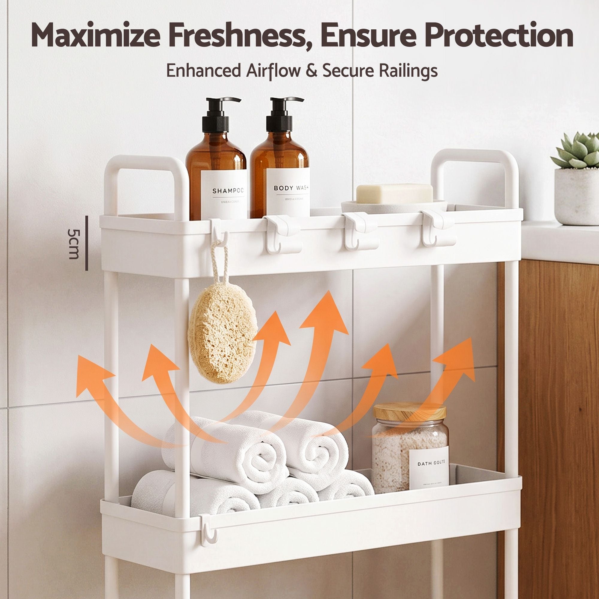 Artiss 3 Tier Slim Storage Trolley Narrow Utility Organiser Rack White