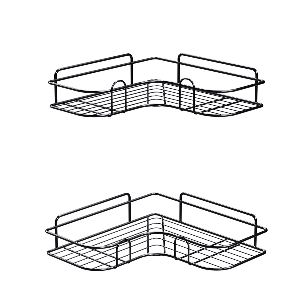 Cefito Corner Storage Rack 2-Pack Black Carbon Steel