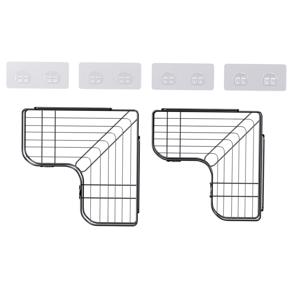 Cefito Corner Storage Rack 2-Pack Black Carbon Steel