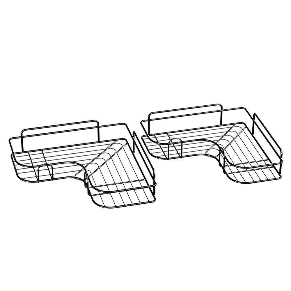 Cefito Corner Storage Rack 2-Pack Black Carbon Steel