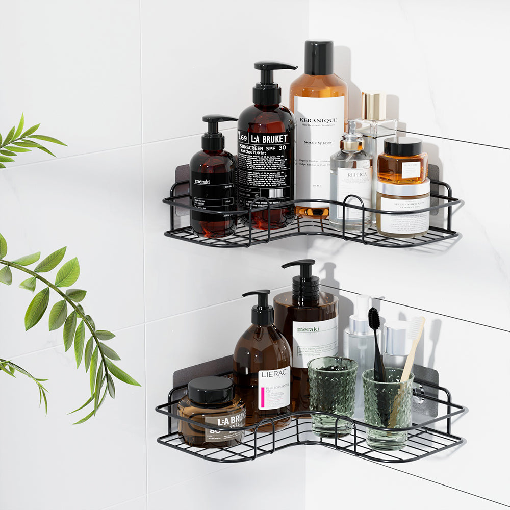 Cefito Corner Storage Rack 2-Pack Black Carbon Steel