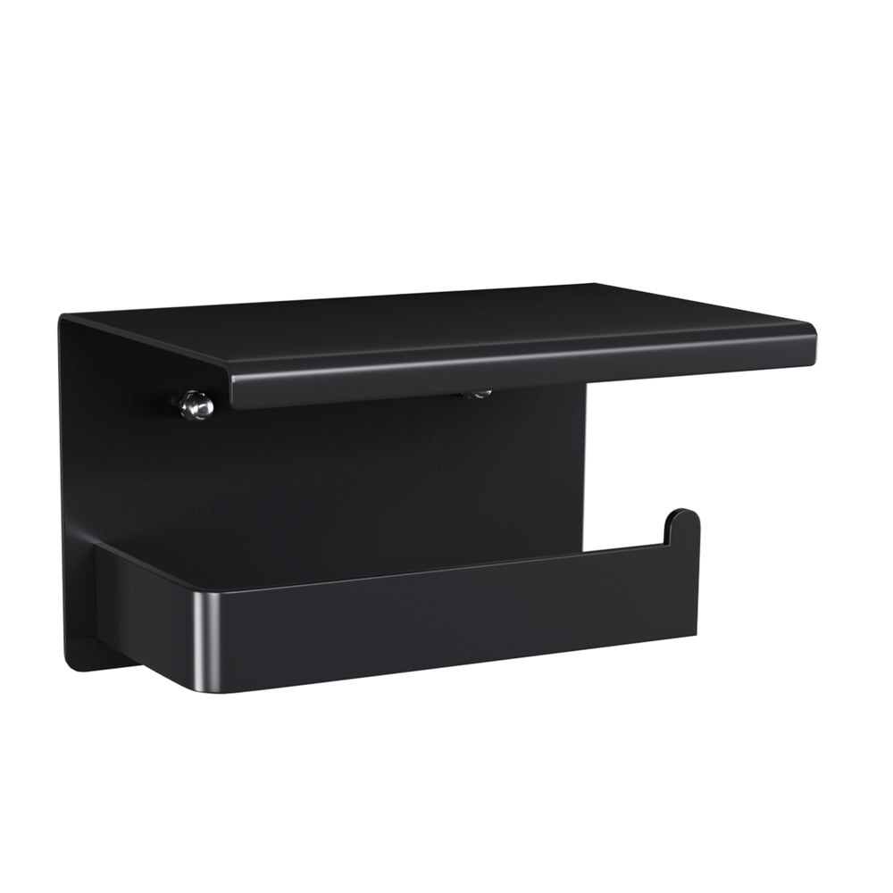 Cefito Black Toilet Paper Holder with Storage Shelf Stainless Steel