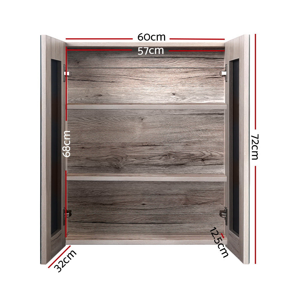 Cefito Oak Bathroom Mirror Cabinet 600x720mm MDF
