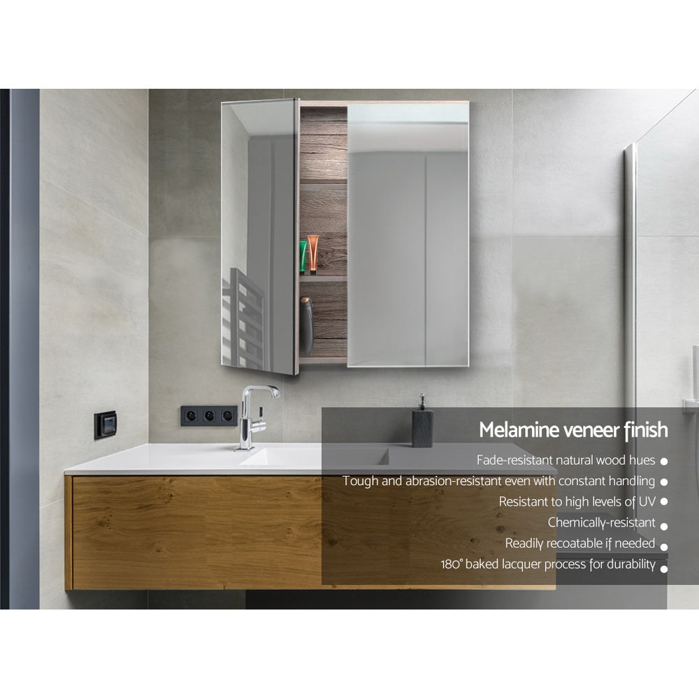 Cefito Oak Bathroom Mirror Cabinet 600x720mm MDF