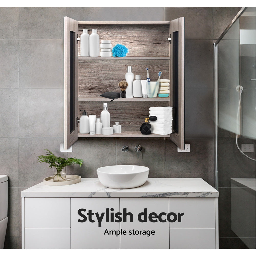 Cefito Oak Bathroom Mirror Cabinet 600x720mm MDF