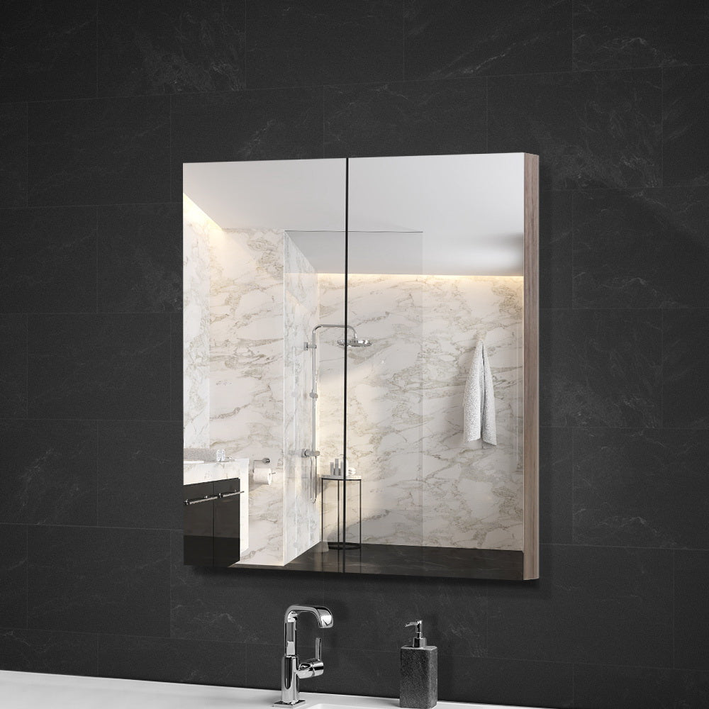 Cefito Oak Bathroom Mirror Cabinet 600x720mm MDF