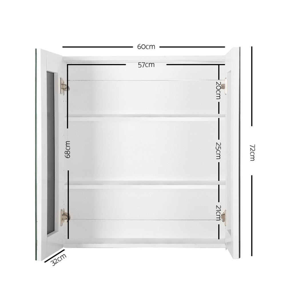 Cefito 600x720mm Bathroom Mirror Cabinet White