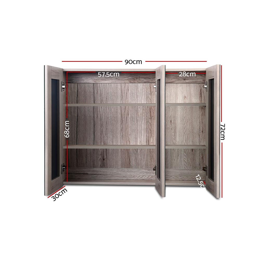 Cefito 900x720mm Oak Bathroom Mirror Cabinet