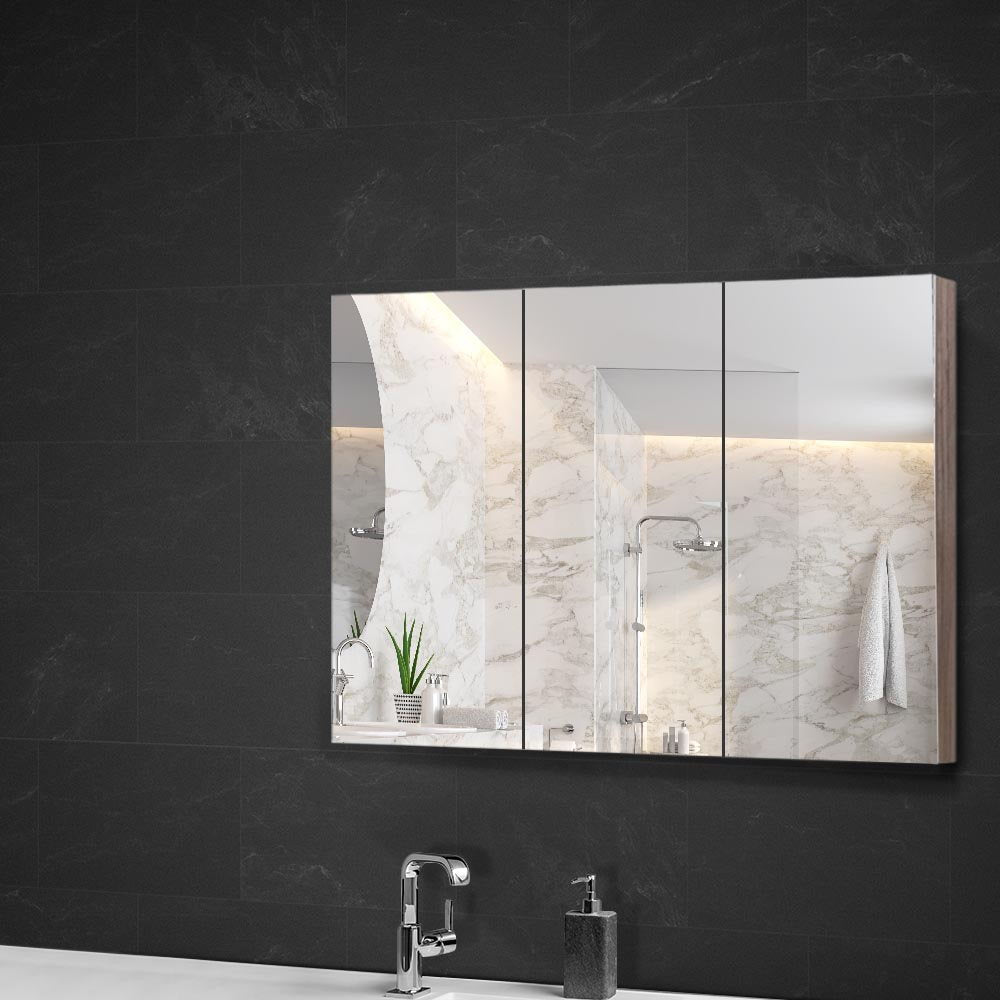 Cefito 900x720mm Oak Bathroom Mirror Cabinet