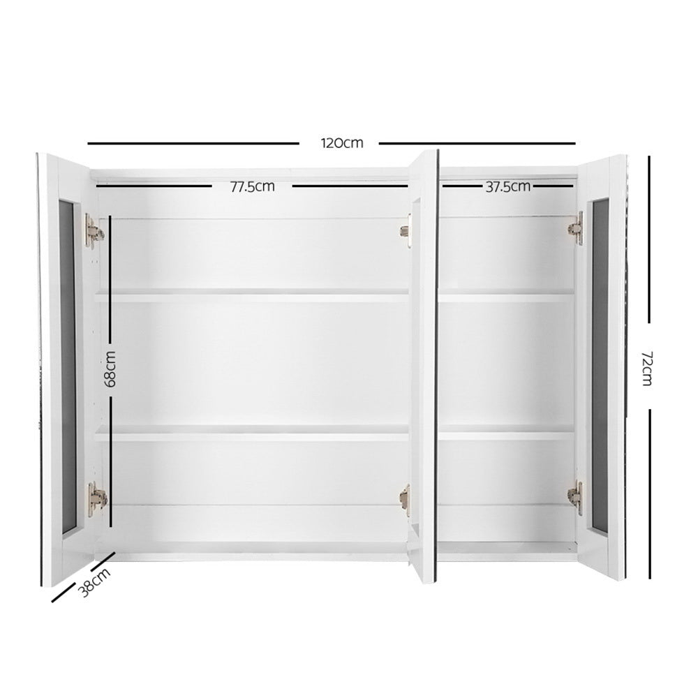 Cefito 1200x720mm Bathroom Mirror Cabinet White