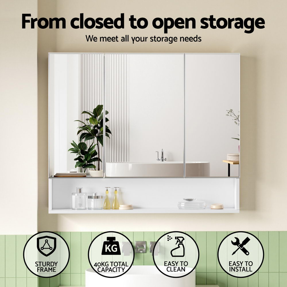 Cefito 900x750mm Wall Hung Mirror Cabinet Adjustable Shelves White