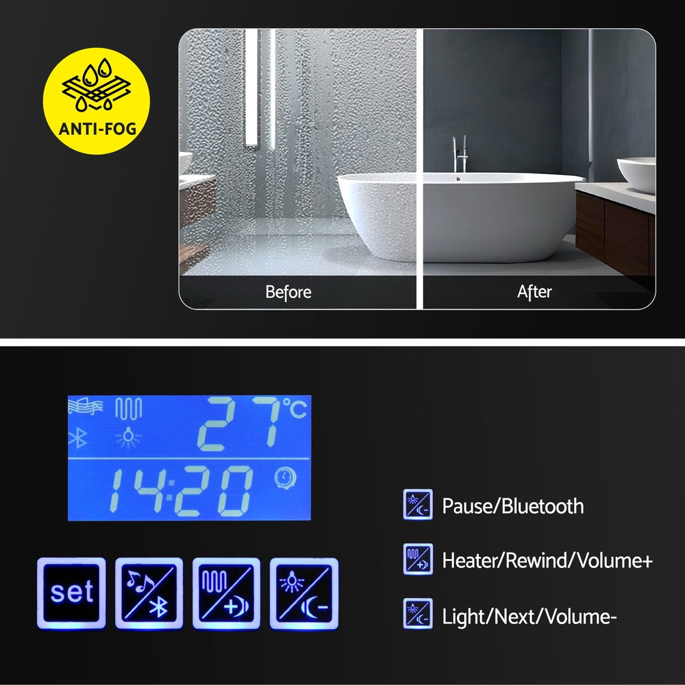Cefito 90cm LED Mirror Cabinet Bluetooth Anti-Fog White