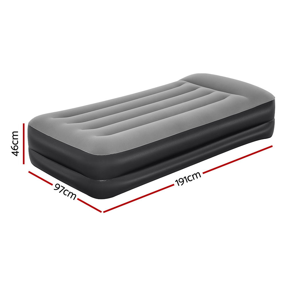 Comfort Quest Single Air Mattress 46cm Inflatable Bed Black