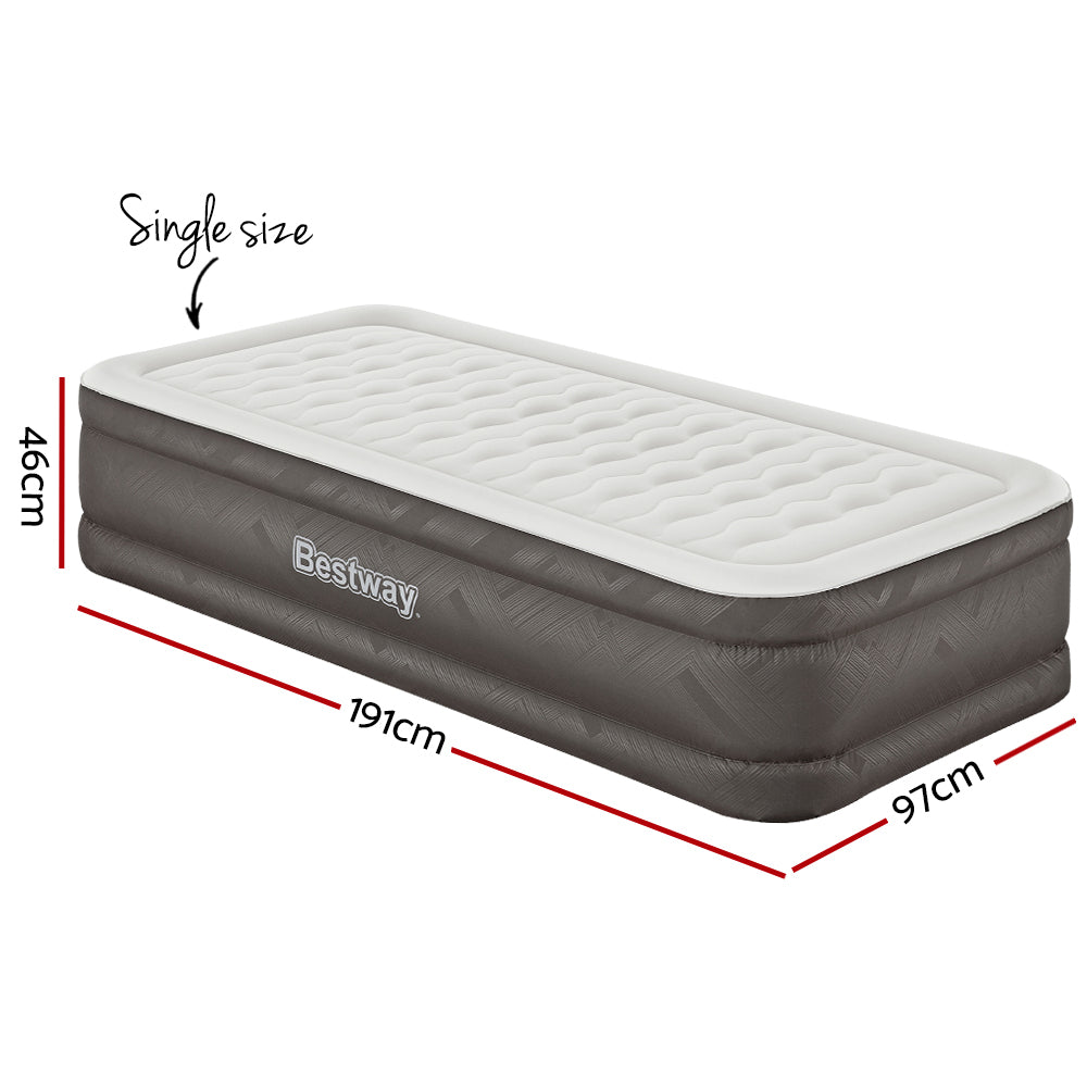 Comfort Quest Single Air Mattress Inflatable Bed 46cm Grey