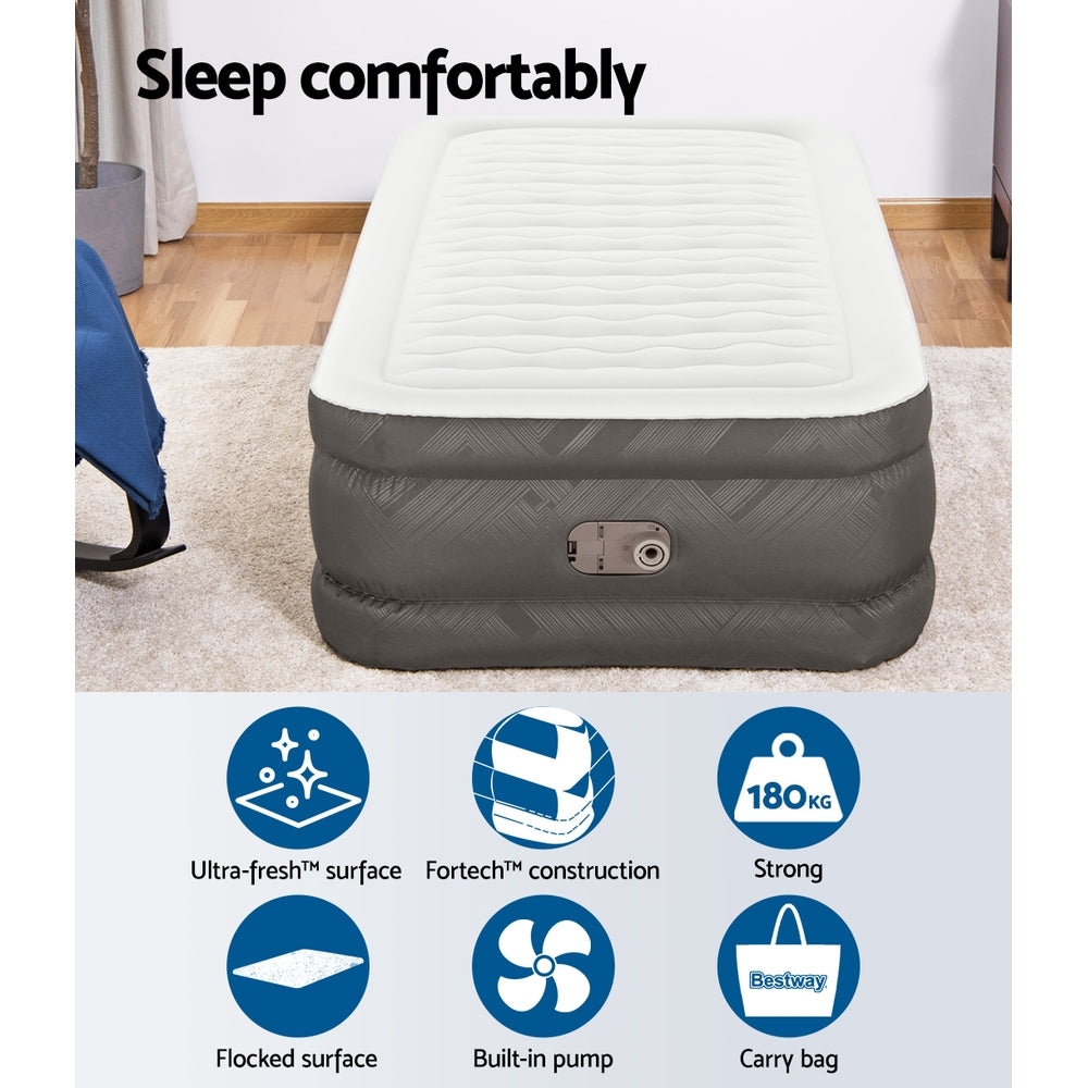 Comfort Quest Single Air Mattress Inflatable Bed 46cm Grey