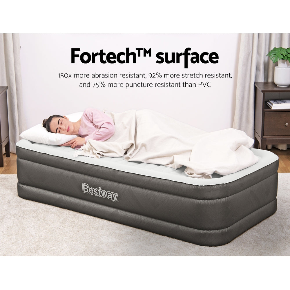 Comfort Quest Single Air Mattress Inflatable Bed 46cm Grey