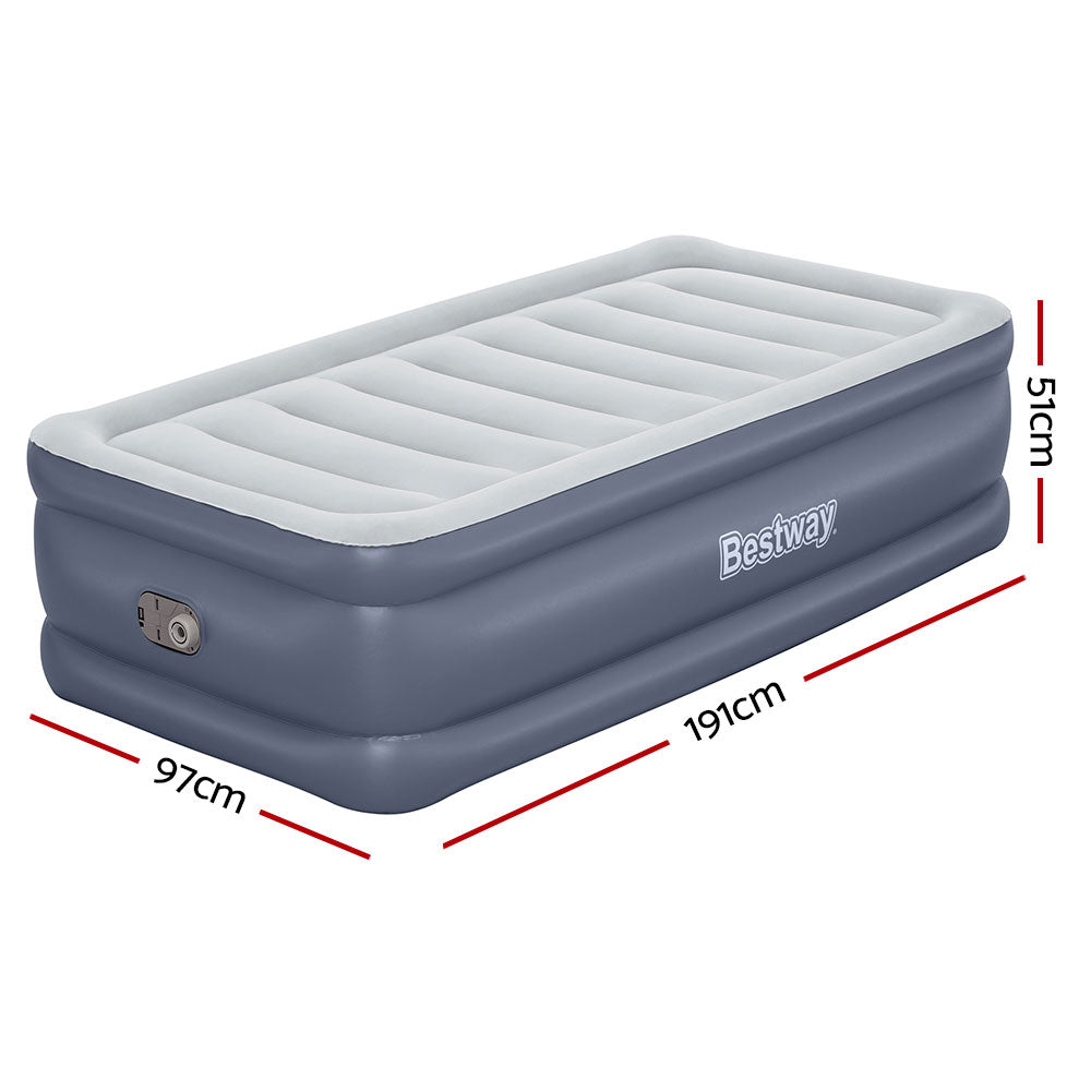 Bestway Single Air Mattress 51CM Inflatable Camping Bed Grey