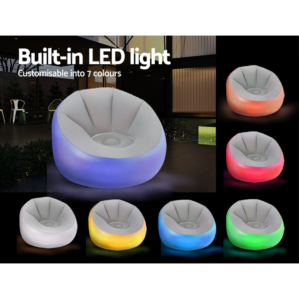 Bestway Inflatable LED Air Chair Sofa Grey