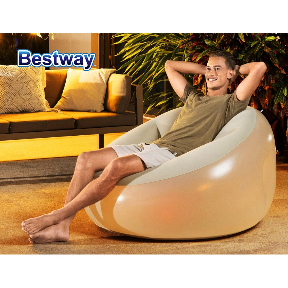 Bestway Inflatable LED Air Chair Sofa Grey