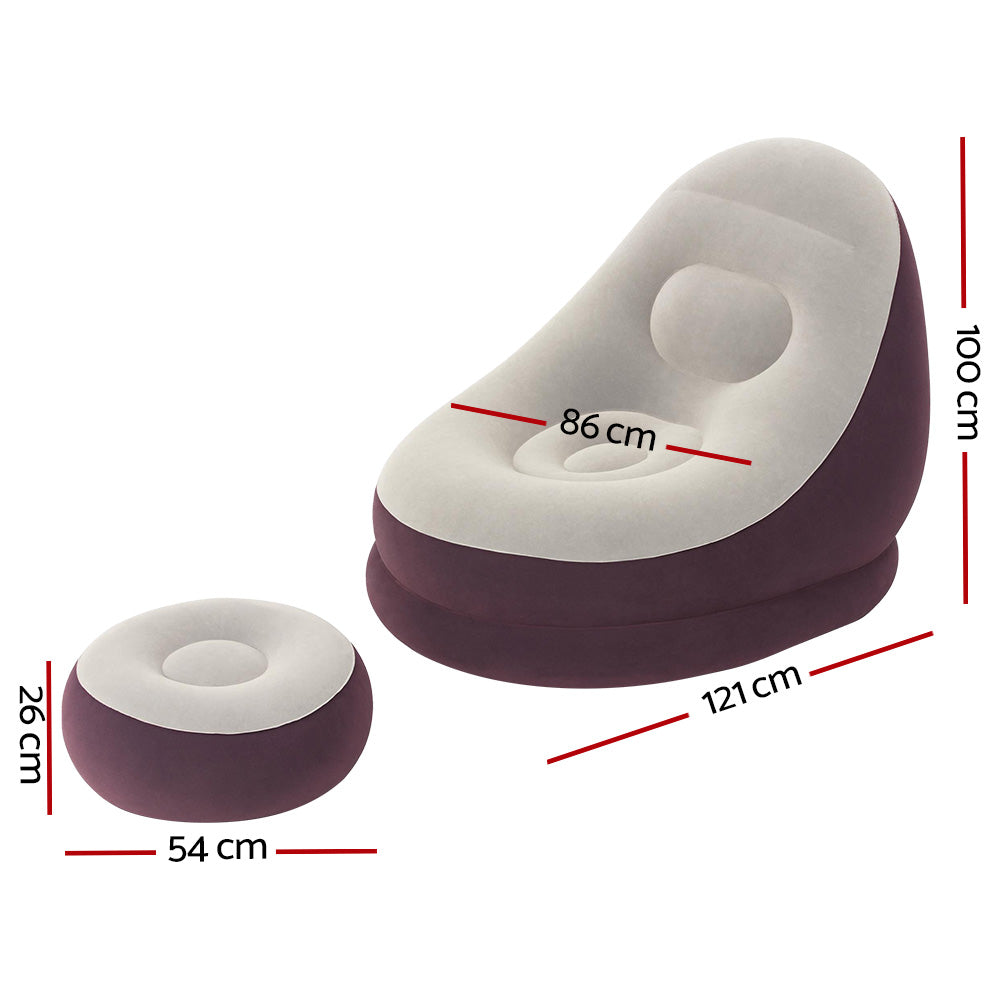 Bestway Inflatable Air Chair Lounge with Ottoman Purple/Blue