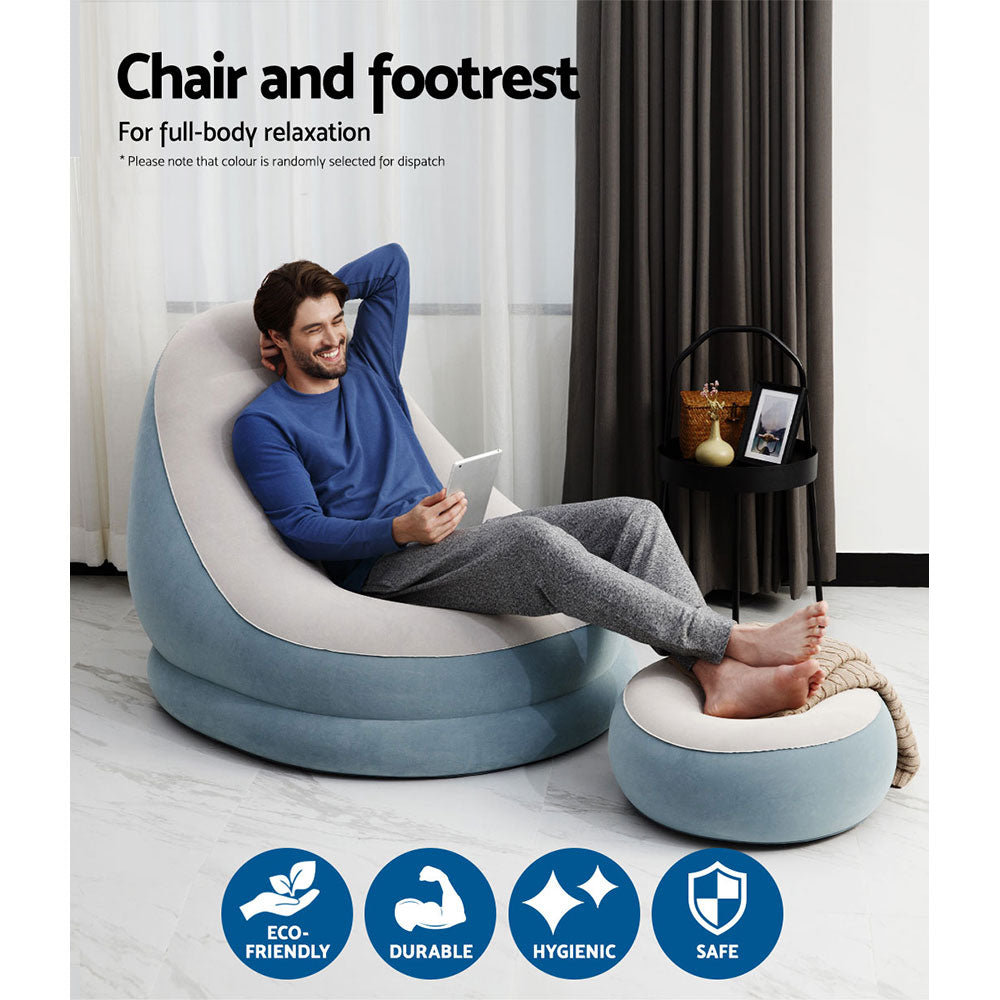 Bestway Inflatable Air Chair Lounge with Ottoman Purple/Blue