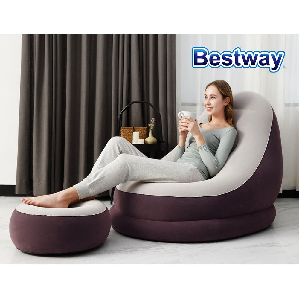 Bestway Inflatable Air Chair Lounge with Ottoman Purple/Blue